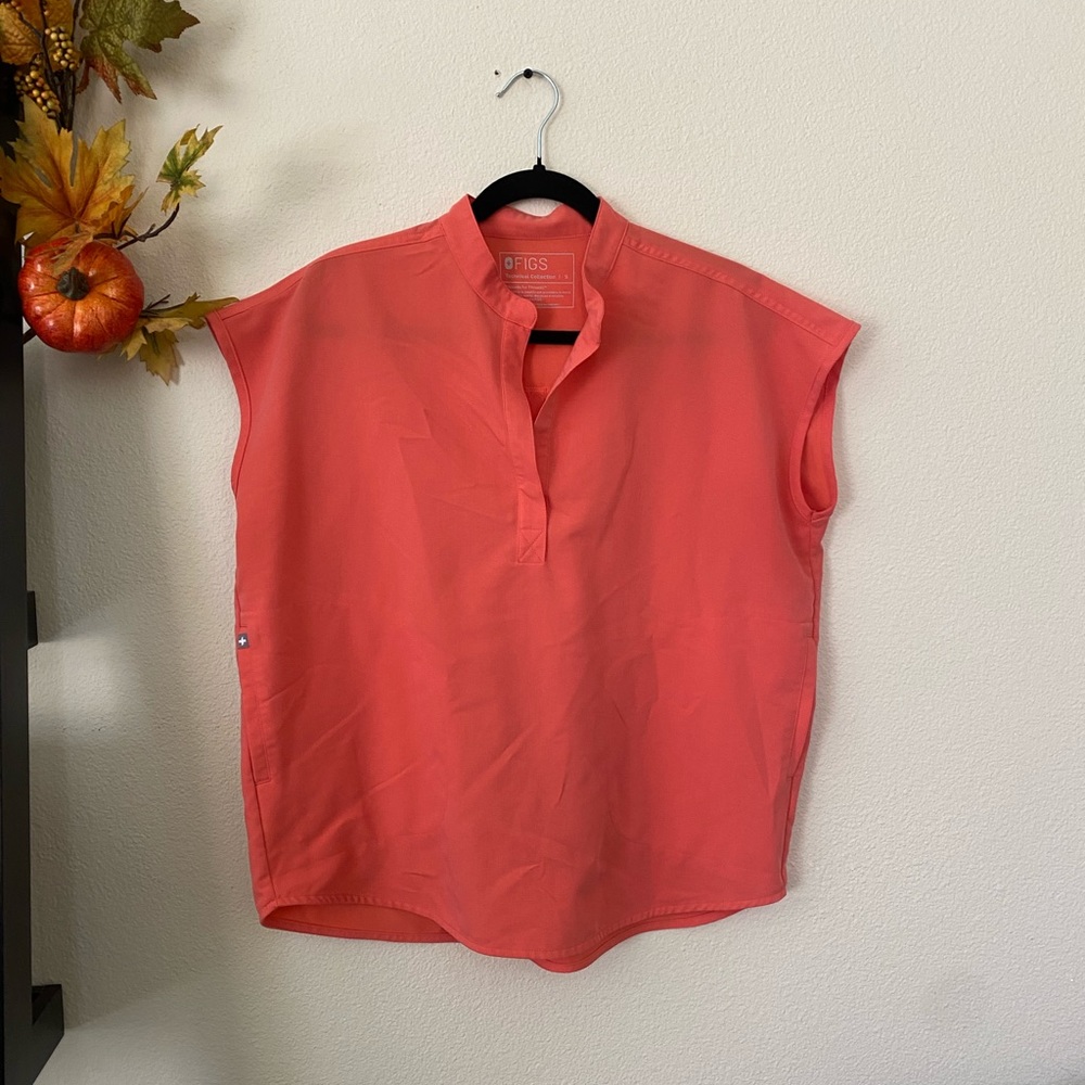 Hot coral Rafaela scrub top